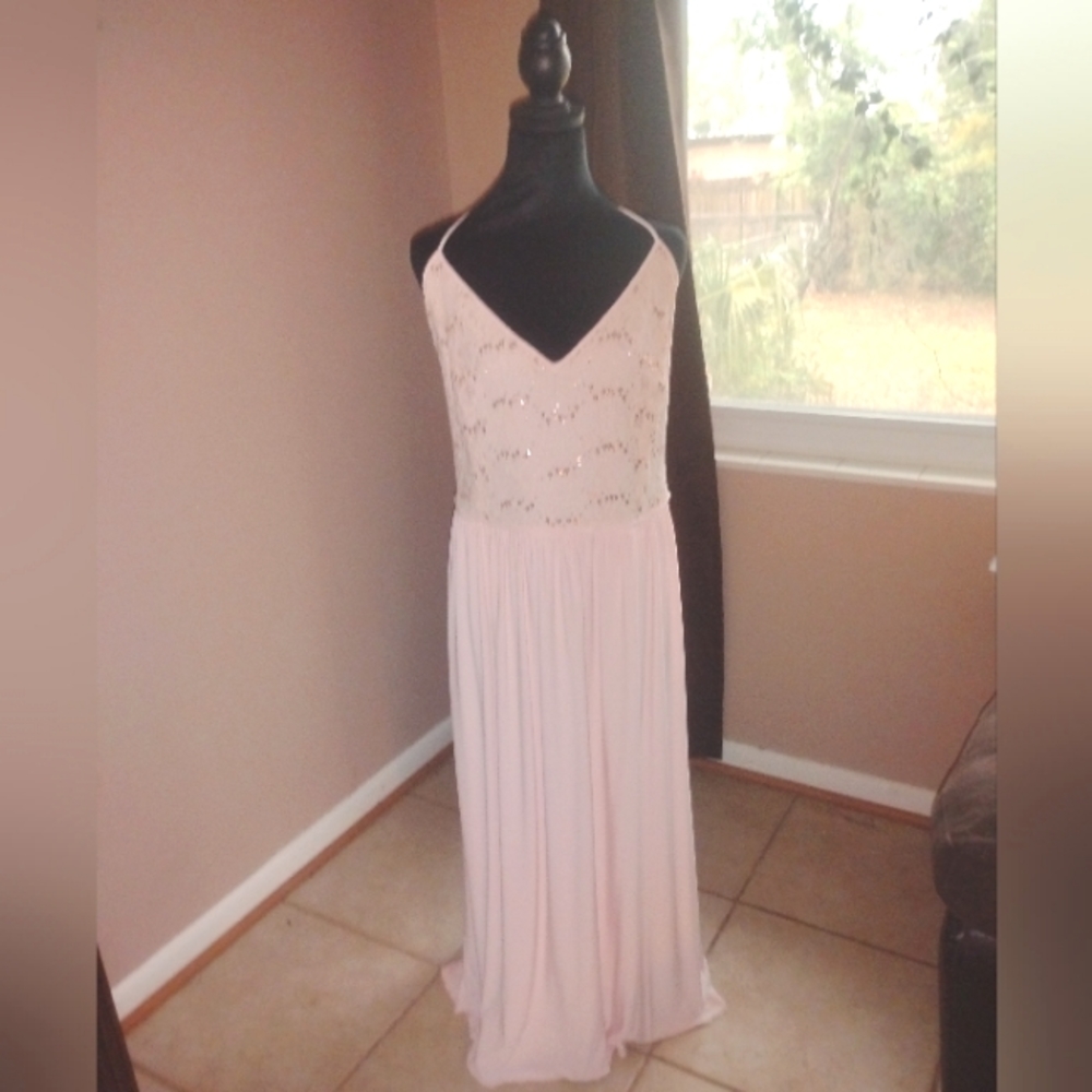 🩷 NWOT Womens Girls DB Studio Light Baby Pink Dress Size 22P Prom Wedding